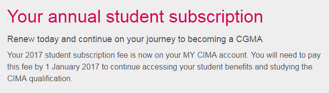 CIMA Student Subscription
