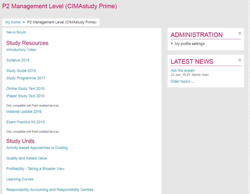 CIMA Study Prime: P2 Course – The CIMA Student